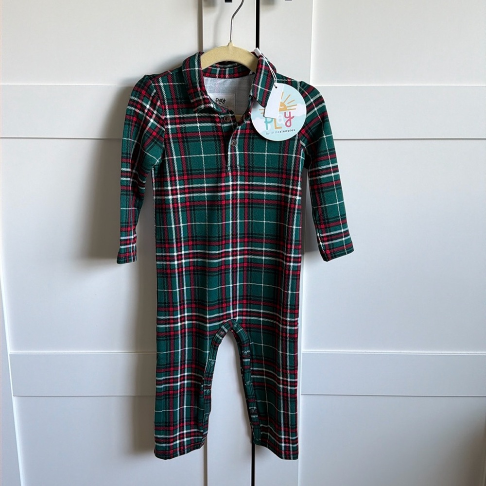 Little Sleepies “Play” 6-12 month Plaid Onesie